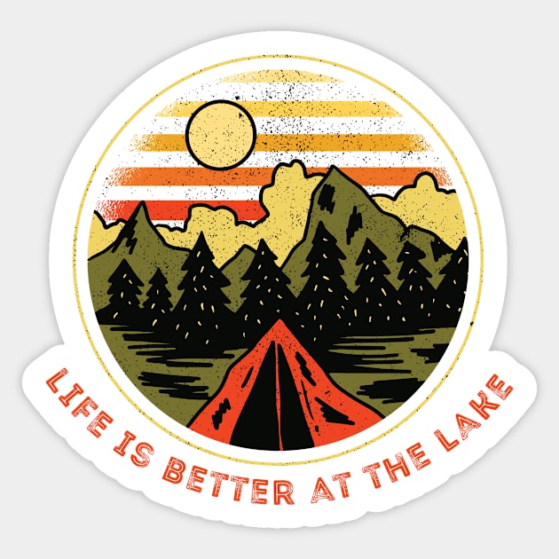 Life is Better at the Lake and Hiking, camping Gift for forest lover Sticker by yassinebd